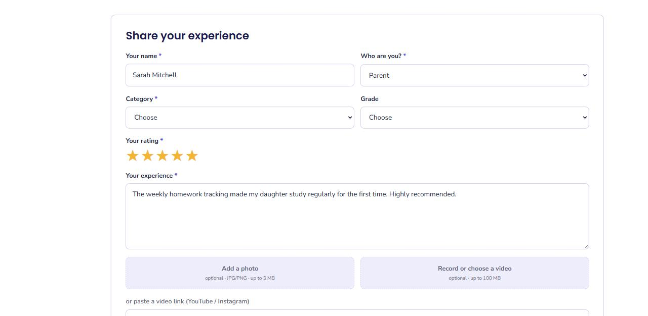 The review form your customers see